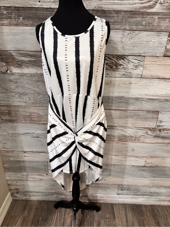 Temu Dresses & Skirts - NWOT Black and White Striped High-Low Knot Front Dress